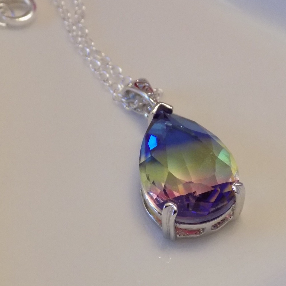 🌈Mystic Fire🔥 Ombre Gemstone Pendant Necklace💎
